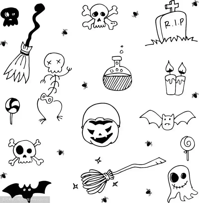 恐怖的万圣节涂鸦元素