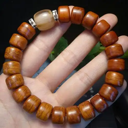 经典炸纹牛骨手串 做旧牛骨桶珠搭配牛角桶珠 牛骨佛珠diy手串