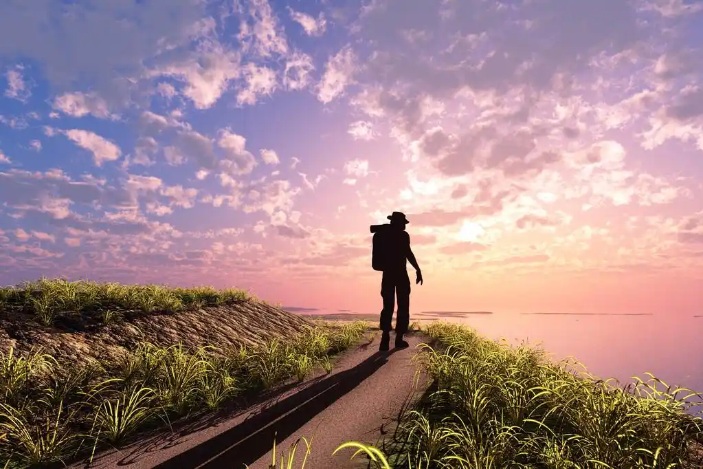 景观,剪影的天空背景上的男人