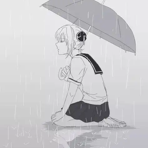 快看动漫情侣女生头像描述下雨静静