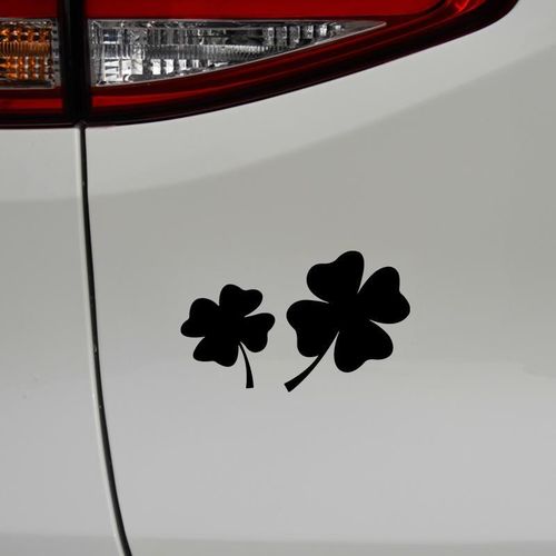可爱幸运草图案贴纸小划痕瑕疵遮挡防水防晒电动车汽车七彩镭射银