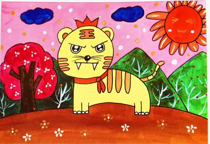 小朋友们,你能将老虎画出可爱的模样吗?我们一起开始创作吧!