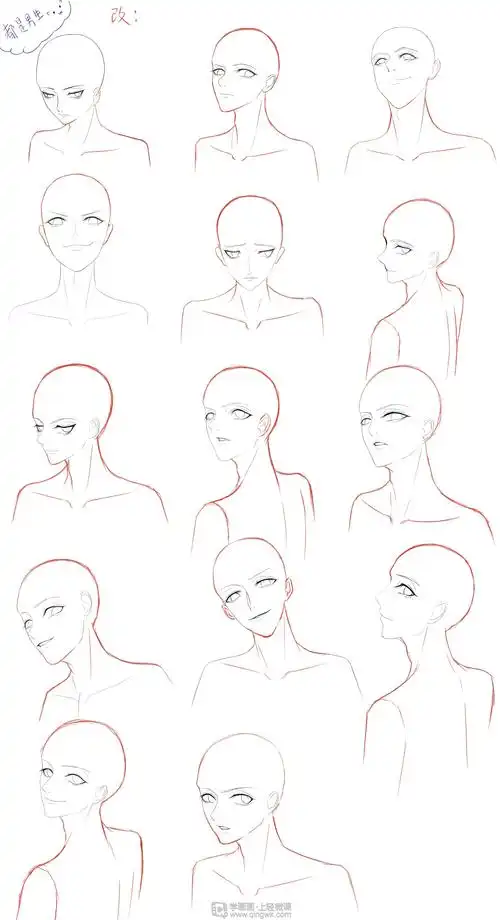 作业:动漫人物头部仰视,俯视的画法训练 - rh-7-234-夏小元 - 轻微课