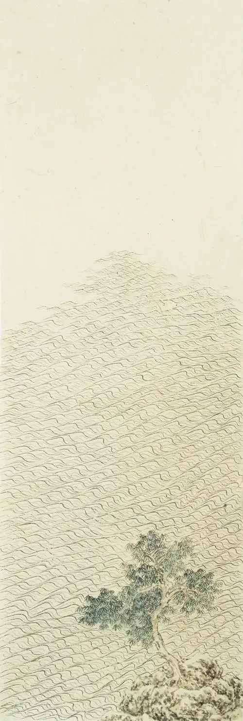 传统水纹图国画工笔山水