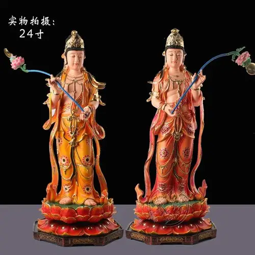 菩萨月光三圣东方东方三圣供奉日光佛堂神像日月摆件