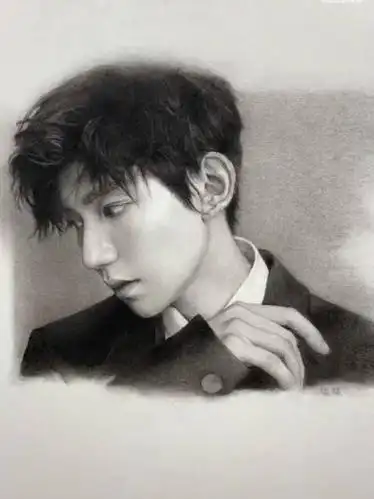 王源素描头像示范教程材料炭笔碳条炭精条