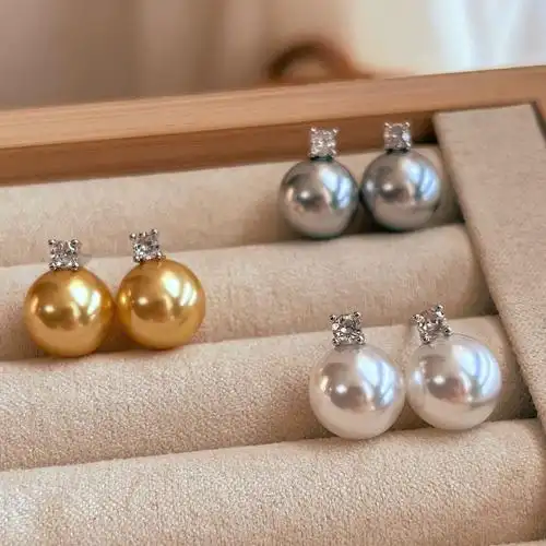 镇店之宝纯银戴妃款高碳钻施家珍珠耳钉