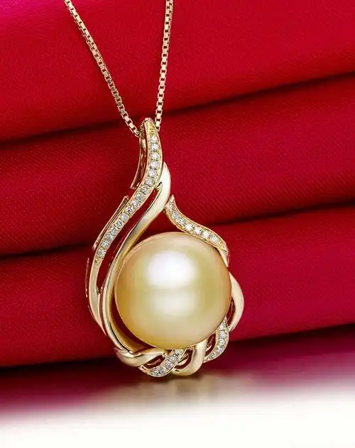 超豪华精致正圆12-13mm南洋金珍珠吊坠