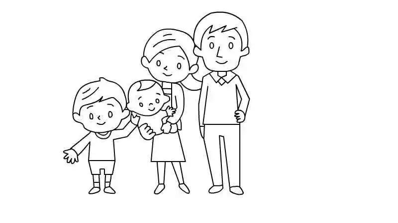 全家福简笔画6人怎么画