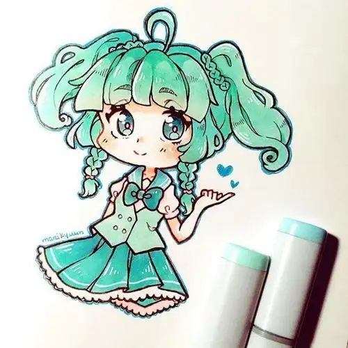 少女简笔画q版加颜色