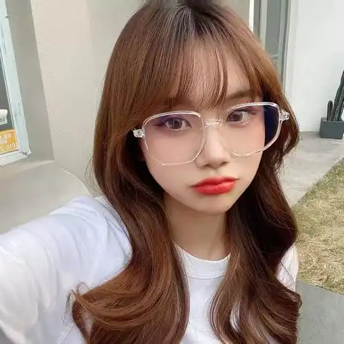 可配近视眼睛有度数白色透明超轻tr防蓝光眼镜女大框显瘦眼镜架