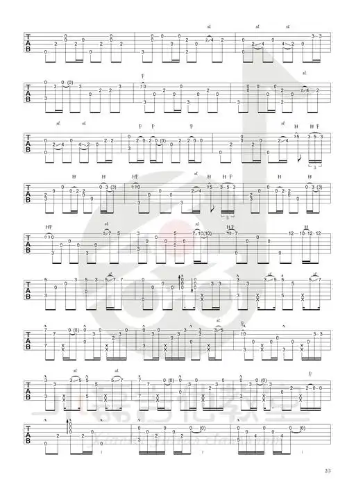 安河桥指弹吉他谱