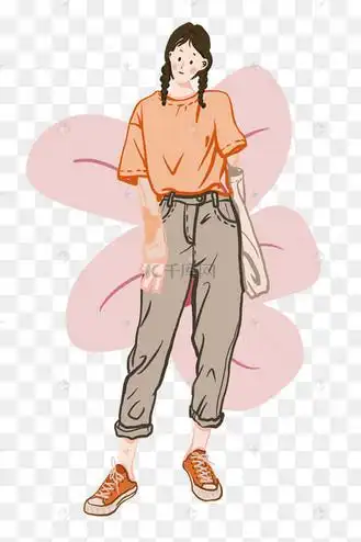 夏日小清新牛仔裤麻花辫女孩png免抠素材