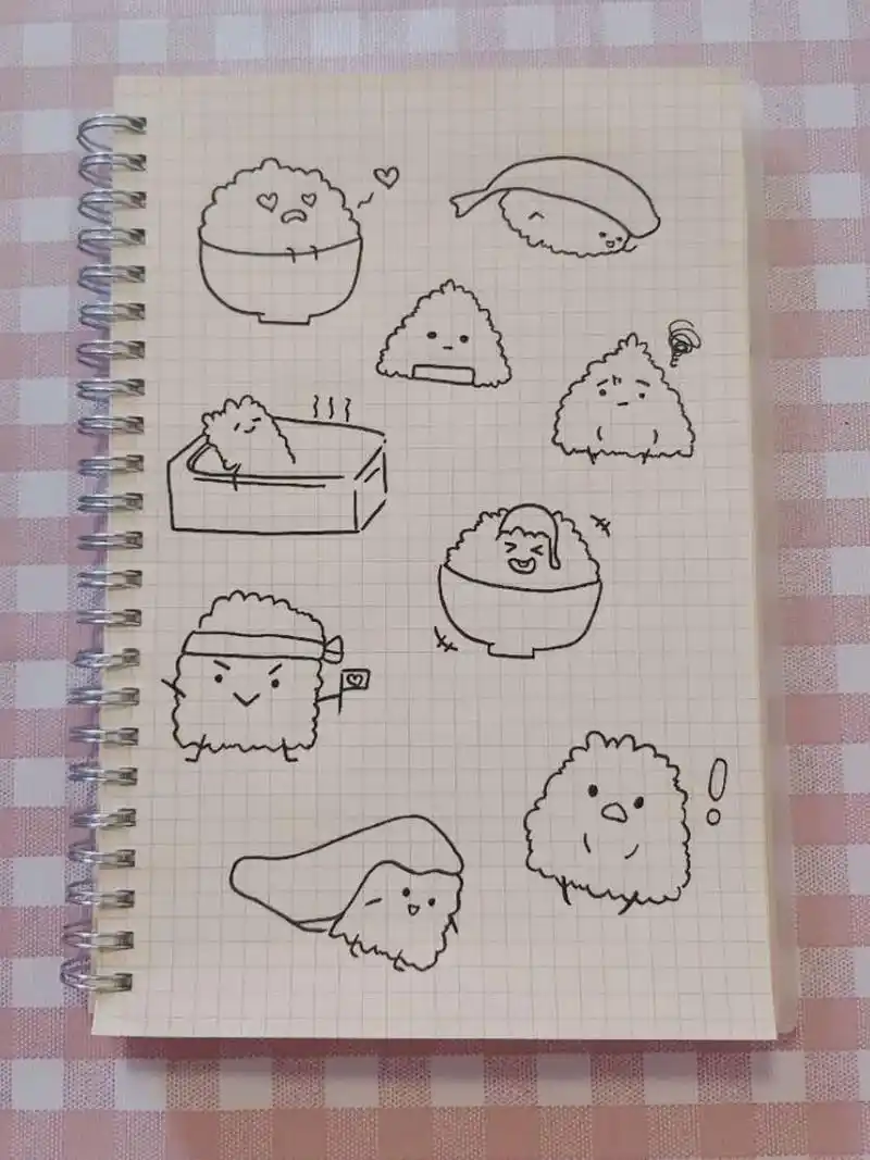 简笔画教程 今日份简笔画–一碗米饭 超可爱哦～ 有详细教程