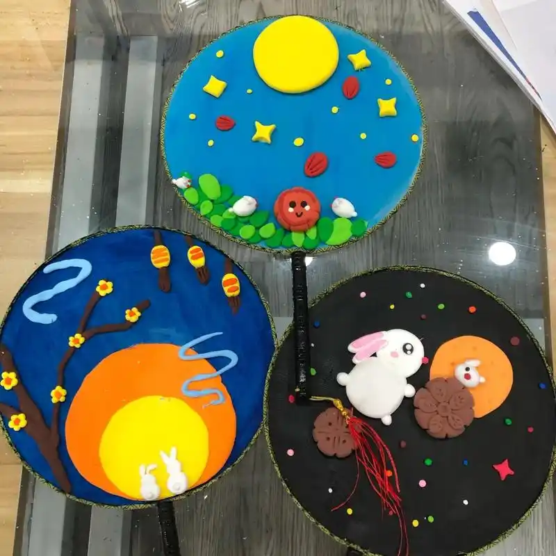 8-10岁创意画-中秋节主题手工粘土画