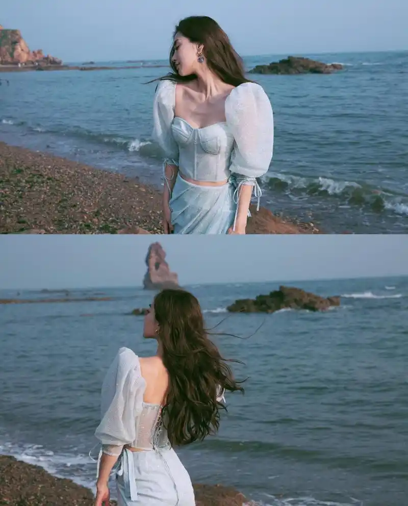 angelababy海边高清写真精致五官让人羡慕