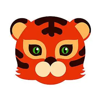 虎,猫科动物,节庆,面具,条纹,橙色,褐色,兽,动物,矢量,插画,风格,有趣