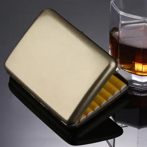 高档香港不锈钢20支装超薄金属烟盒纯铜翻盖防压防潮便携个性烟夹16支