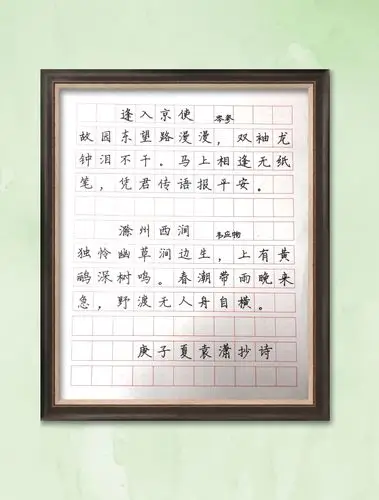 洪山一小 袁潇 硬笔《古诗二首》