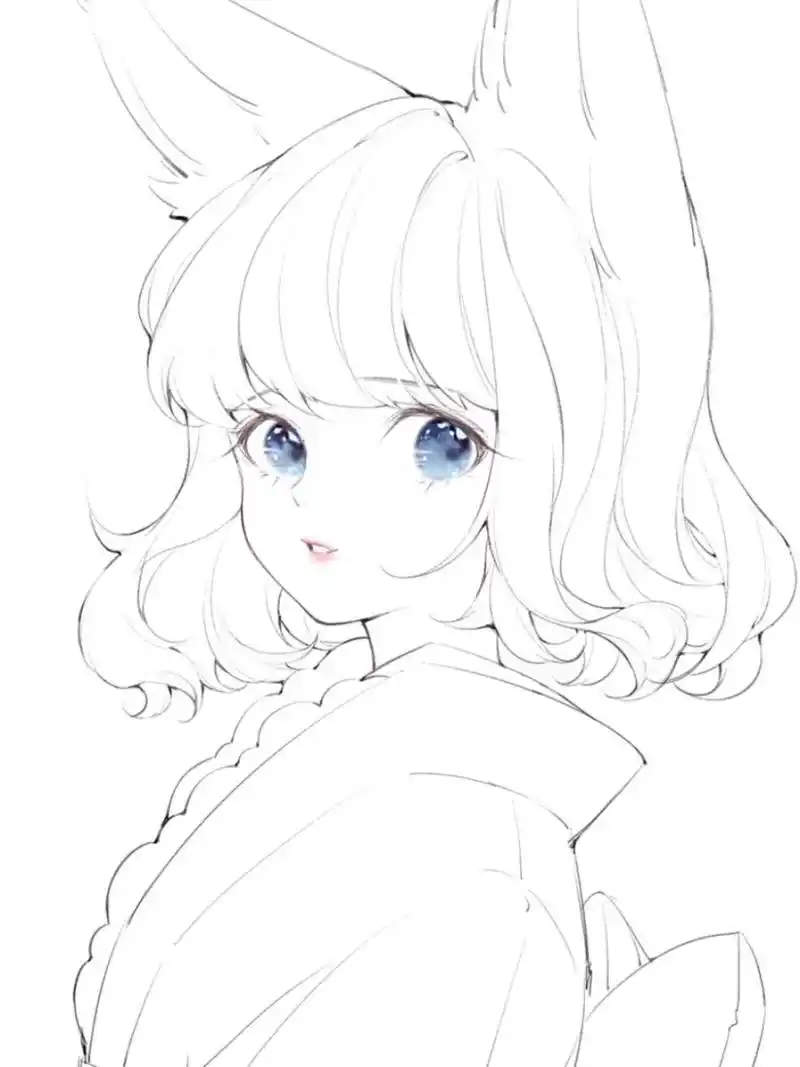 绘画素材99超清晰的动漫人物线稿～ 每日分享绘画素材93