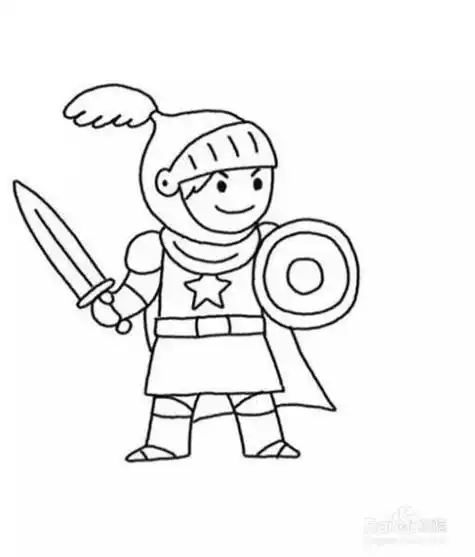 古代士兵斯巴达骑马战士简笔画