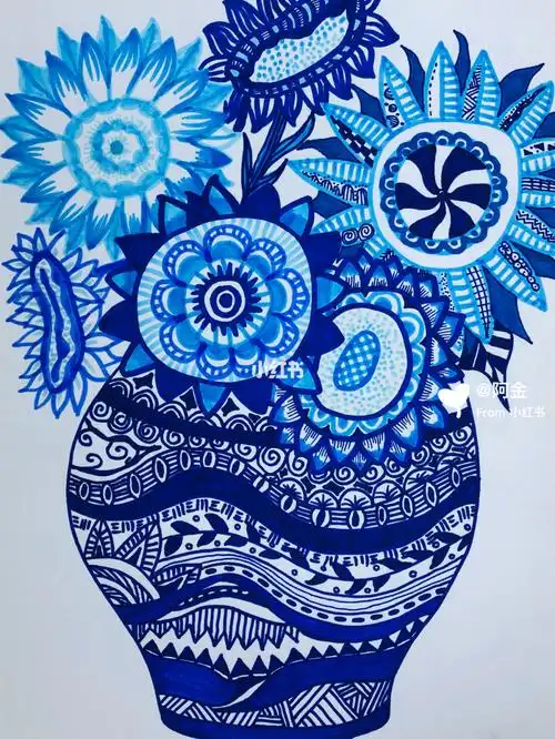 线描画装饰画向日葵