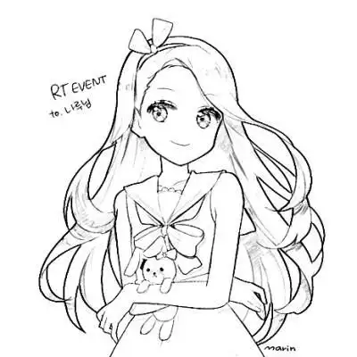 二次元呆萌女生简笔画可爱