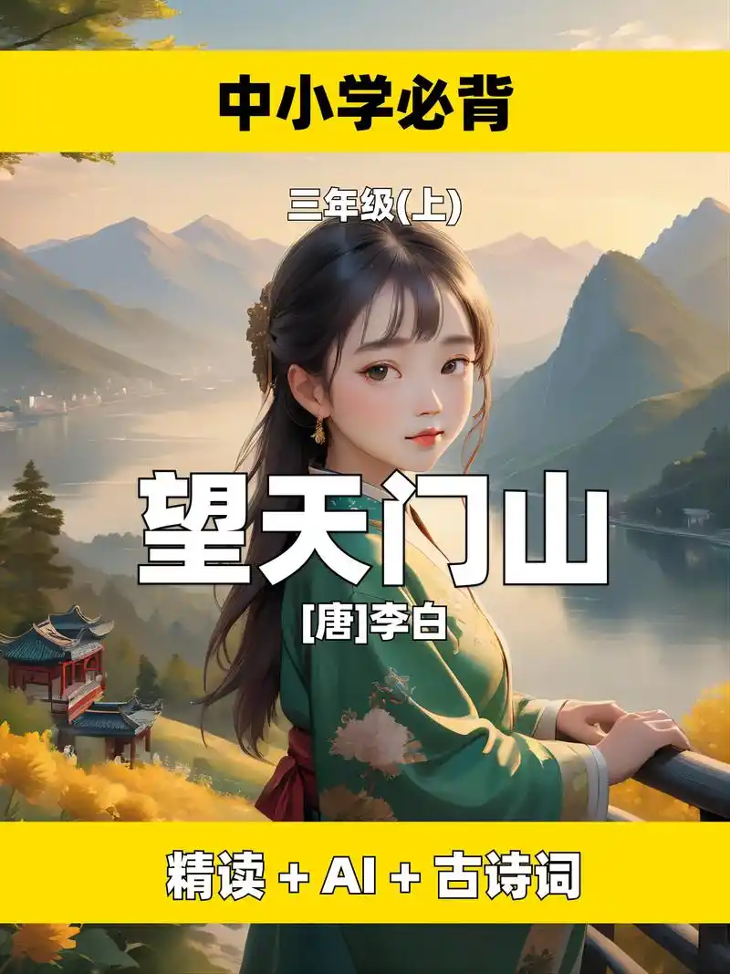 小学必背古诗精读《望天门山》.望天门山 【唐】李白 天门中断 - 抖音