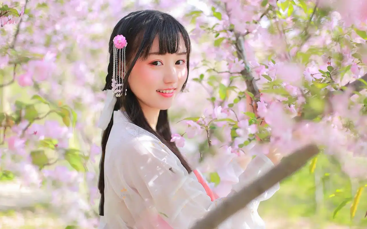 古风汉服美女粉嫩迷人写真图片桌面壁纸高清大图预览1920x1200_美女