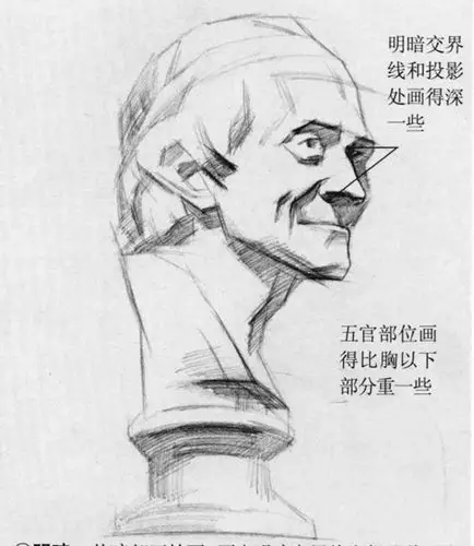 伏尔泰石膏像素描步骤-美院帮