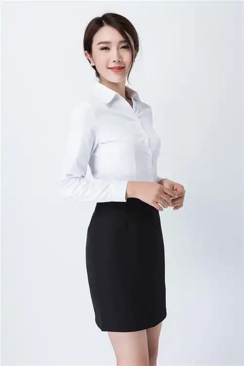 夏季职业长袖白衬衫女ol制服衬衣气质通勤工作服职业女装纯色.