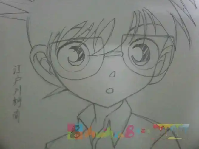 柯南简笔画图片怎么画简笔画教程绘画吧-画画