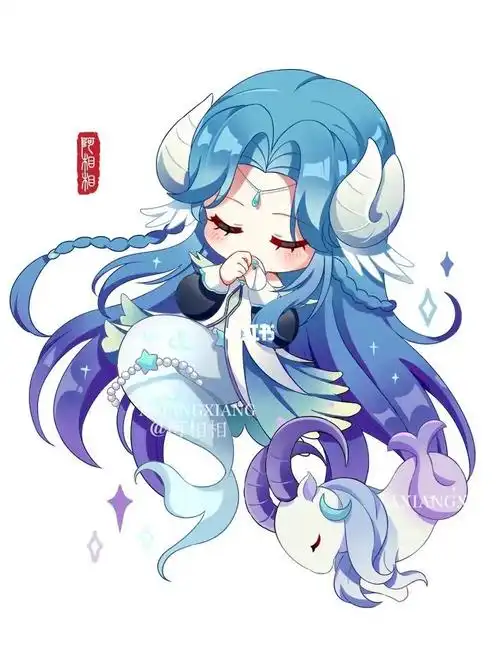 原创q版十二星座摩羯座插画绘画壁纸头像