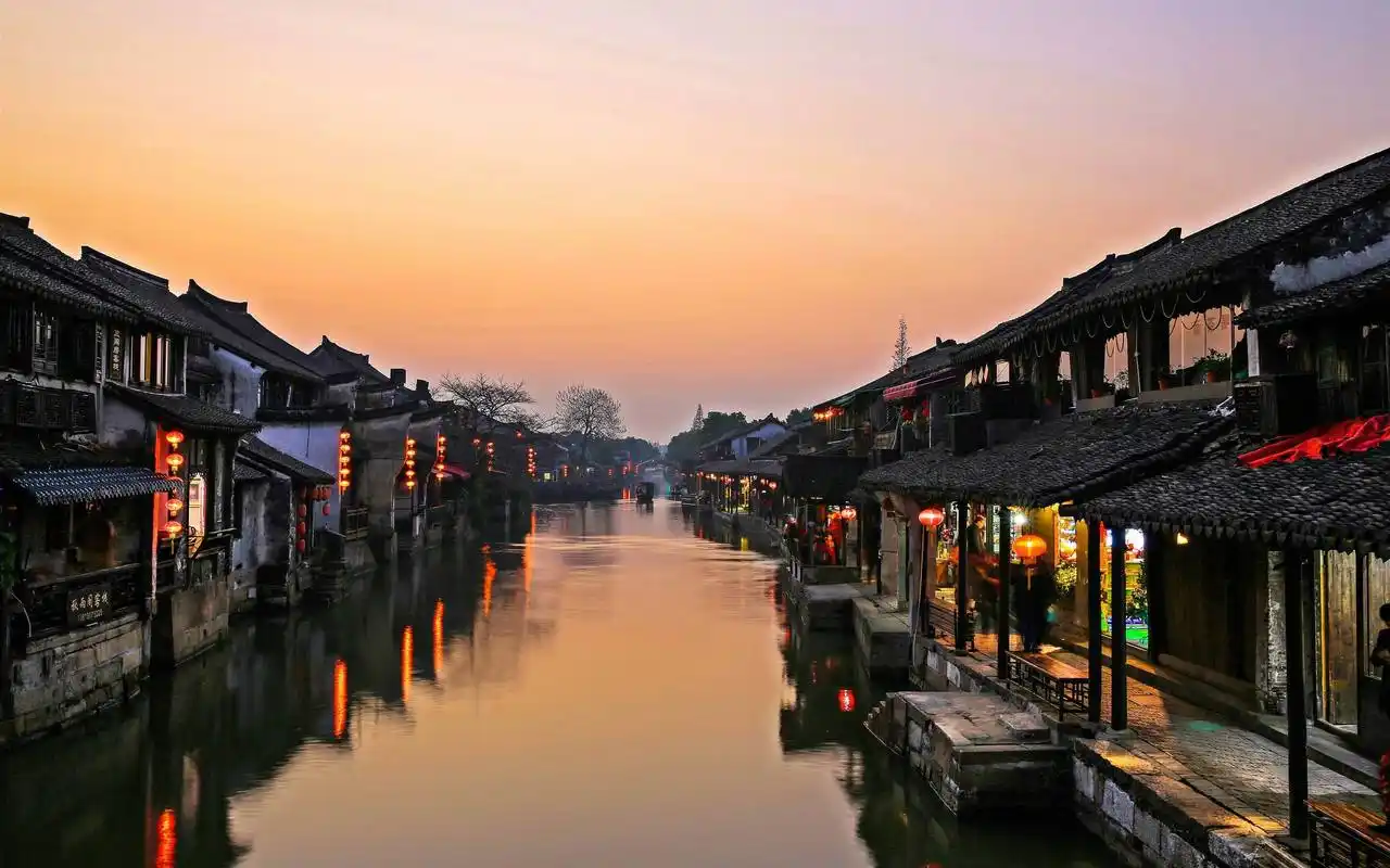 西塘古镇唯美夜景图片桌面壁纸