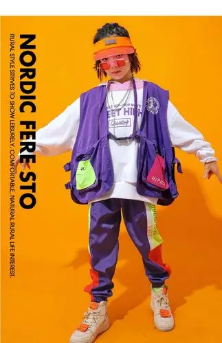 元旦男童国潮街舞套装儿童嘻哈服装女童爵士舞少儿潮装炸街演出服