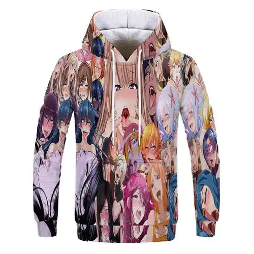 潮流卡通动漫合集男士带帽卫衣3d数码印花连帽衫logo设计厂家直销