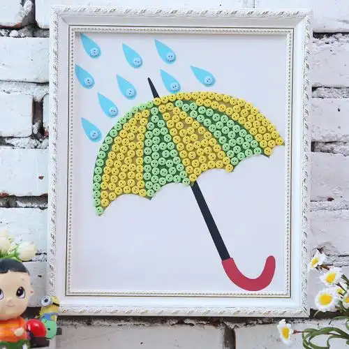 新款创意儿童玩具diy手工制作材料包益智纽扣画幼儿园学生粘贴画