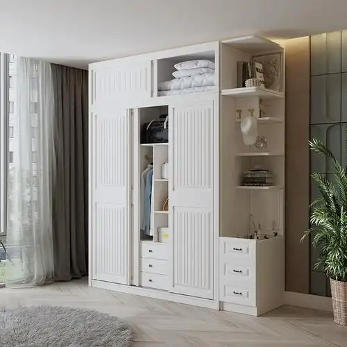 现代简约板式趟门衣柜推拉门整体卧室多组合衣柜两门大衣橱