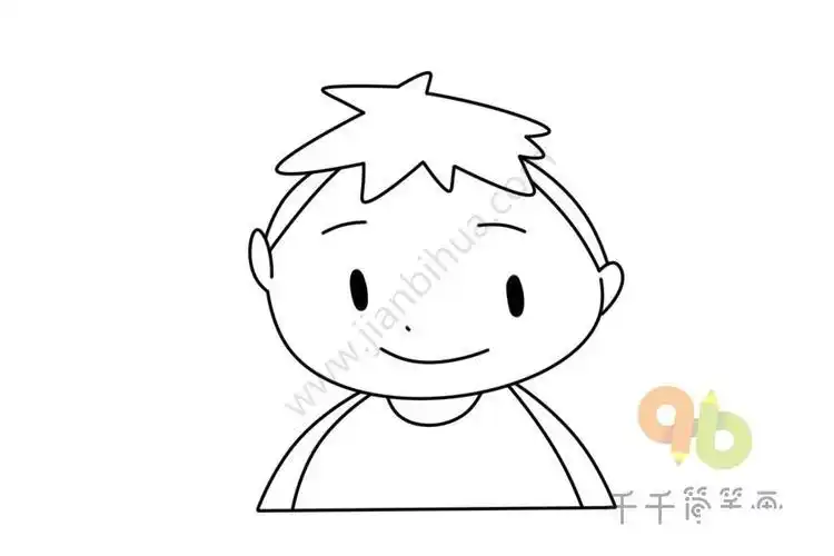 板寸发型的男孩头像简笔画