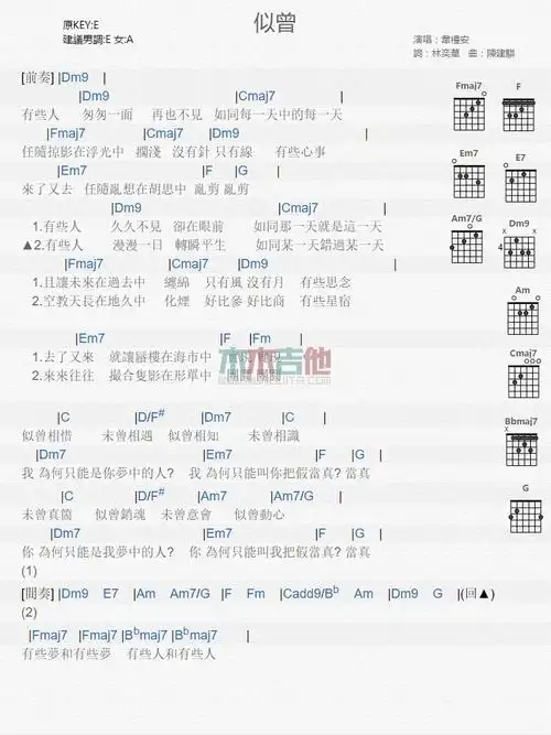 韦礼安似曾吉他谱