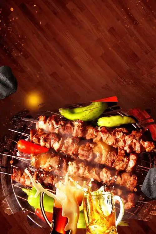 中国美食辣味烧烤背景素材