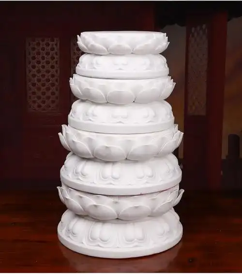 佛像垫高观音菩萨底座座台供奉供佛神像陶瓷莲花底座圆形台 14吋白瓷
