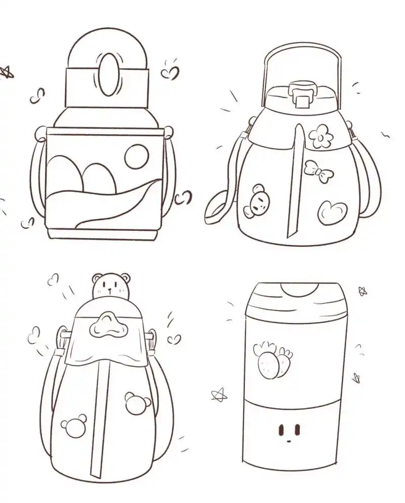 简笔画|小水杯简笔画 天气渐渐热起来啦!大家要多喝水补充水分呀!