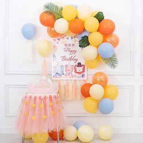 儿童周岁生日布置ins网红背景墙海报男女女孩装扮布置套餐