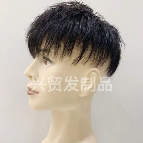 锡纸烫全手真发递针假发片生物男士发片韩版短发自然网红款隐形