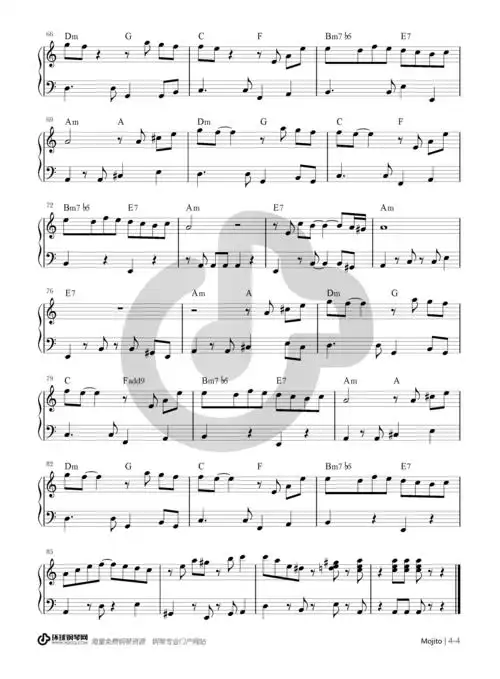 mojito(独奏版)钢琴谱-周杰伦mojito钢琴谱-环球钢琴网