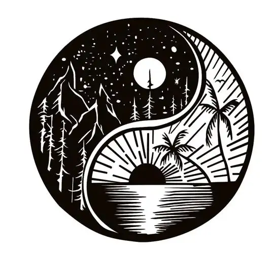 太极图月亮外贸墙贴客厅卧室背景墙面装饰铁艺