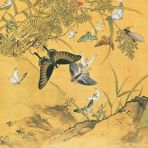 清余省百蝶图卷挂轴卷轴花鸟画国画名画真迹复制品手卷书画长卷