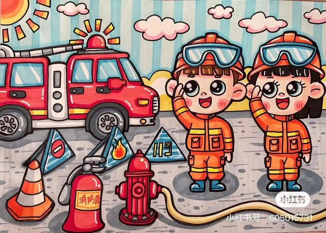 消防安全绘画素材
