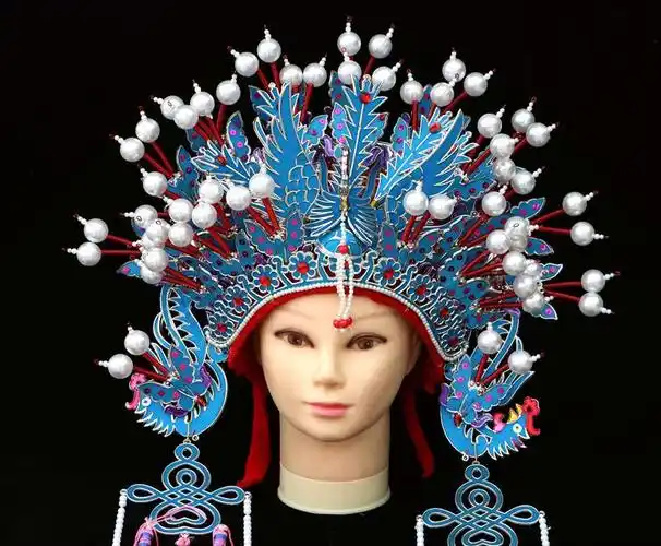 新款国潮凤冠帽 新娘头饰 古装舞台演出凤冠霞帔服装戏剧 穆桂英